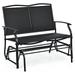 Patio Glider Stable with Steel Frame for Outdoor Backyard Beside Pool Lawn Swing Loveseat Patio Swing Rocker Lounge Glider Chair Black