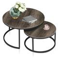 Ivinta Round Nesting Coffee Table with Metal Frame Wood Decorative Accent Table Sets for Living Room