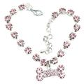 Ruanlalo Pet Dog Cat s Fashion Jewelry Bone Pendant Rhinestone Chain Charm Necklace Pink M