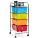 4 Drawers Cart Storage Bin Organizer Rolling Storage Cart Metal Frame Plastic Drawers with Flexible Wheels for Home Office Scrapbook Supply & Paper Shelf Multicolor