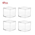 LNGOOR 4 Pack Clear Acrylic Plastic Square Cube Small Plastic square cube containers with Lid Storage Box Organizer Containers for Candy Pills and Small Jewelry