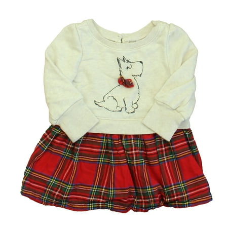 Pre-Owned Gap Girls Ivory Dog | Red Plaid Dress size: 18-24 Months (Good)