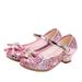 Children Dance Shoes Kitten Heels Girl Shoes Sequins Uppers Kid Dance Shoes Bowknot Shoes (Pink Size 26)