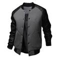 Tooayk Mens Winter Coats Jackets for Men Men s Spring and Autumn Stitching Big Pocket Baseball Shirt Jacket Coat Heated Jackets for Men Gray L