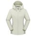 snowsong Womens Jacket Fall Outfits Ladies Solid Hooded Slim Pocket Single Layer Outdoor Jacket Mountaineering Jacket Raincoat Windbreaker Jacket Womens Coats Beige XXL