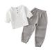 Baby Clothes Solid Colorpullover Long Sleeve Cotton Linen Crewneck Tops Shorts Outfits
