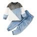 TOWED22 Toddler Long Sleeve Sweater Blouse Pullover Sweatshirt Elastic Pants Warm Clothes Set Baby Boy Clothes Baby Boys 2PCS Outfits(Blue 5-6 Y)