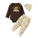 ZRBYWB My First Thanksgiving Baby Girl Boy Outfit Long Sleeve Turkey Letter Print Romper Bodysuit Tops Pumpkin Pants Hat 3 Piece Clothes Set Baby Clothes