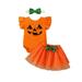 ZRBYWB Toddler Kids Girl Clothes Outfit Pumpkins Letter Print Romper Skirt Hairband 3 Piece Set Outfits Baby Clothes