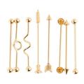 NUOLUX 8Pcs Industrial Ear Studs Stainless Steel Arrows Screw Barbell Fashion Earring Piercing Jewelry for Woman Man (Golden)