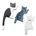 NUOLUX 3PCS Cartoon Cat Magnetic Hooks Traceless Decorative Fridge Sticker Refrigerator Message Magnet Coat Hanger Key Holder Storage Hook (Random Pattern)