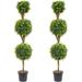 momoplant Artificial Topiary Ball Tree Outdoor 5ft Fake Topiaries Triple Ball Trees(2 Pieces) Faux Boxwood Plants Potted Green Decorative Indoor or Gardenï¼ˆ59inchï¼‰