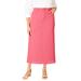 Plus Size Women's Classic Cotton Denim Midi Skirt by Jessica London in Tea Rose (Size 12) 100% Cotton