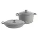 Argon Tableware - Cast Iron Casserole Oven Dish Set - 2 Sizes - 2Pc - Slate Grey