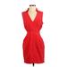 Bebe Casual Dress - Sheath Plunge Sleeveless: Red Print Dresses - Women's Size X-Small