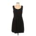 Lace & Mesh Casual Dress - A-Line: Black Solid Dresses - Women's Size Large