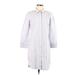 Theory Casual Dress - Shirtdress Collared 3/4 sleeves: White Checkered/Gingham Dresses - Women's Size 8