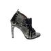 A7EIJE Heels: Gray Snake Print Shoes - Women's Size 7 1/2 - Open Toe