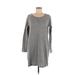 Merona Casual Dress - Shift Scoop Neck 3/4 sleeves: Gray Dresses - Women's Size Medium