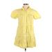 Derek Heart Casual Dress - A-Line Collared Short sleeves: Yellow Floral Dresses - Women's Size Medium