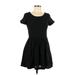 Yumi Casual Dress - A-Line Scoop Neck Short sleeves: Black Solid Dresses - Women's Size Small