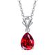 FANCIME 14 Carat Solid White Gold Pear Necklace, Ruby Pendant with 925 Sterling Silver Chain, Birthstone Necklace Fine Jewellery Birthday Gift for Women, 16" + 2" Extender