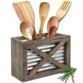 Autumn Alley Barn Door Rustic Kitchen Utensil Holder- Farmhouse Wooden Kitchen Utensil Holder- Galvanized Accents- Rustic Kitchen Decor- Farmhouse Details Add Charm to your Country Kitchen