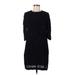MNG Casual Dress - Shift Crew Neck 3/4 sleeves: Black Print Dresses - Women's Size Medium