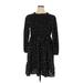 Shein Casual Dress - Mini Crew Neck 3/4 sleeves: Black Print Dresses - Women's Size 1X
