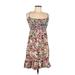 Ann Taylor LOFT Casual Dress - Mini Scoop Neck Sleeveless: Pink Floral Dresses - Women's Size Medium