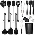 Sangdo 27 -Piece Assorted Kitchen Utensil Set w/ Utensil Crock Stainless Steel/Silicone in Black | Wayfair TR-LS-PHO_0R735HMA