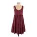 Shein Casual Dress - A-Line Scoop Neck Sleeveless: Burgundy Solid Dresses - Women's Size 6