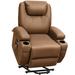 Latitude Run® Ammarah 32" Wide Power Lift Assist Standard Recliner w/ Massager Canvas, Metal in Brown | 43 H x 32 W x 31 D in | Wayfair