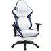 Dowinx Adjustable Reclining Ergonomic Leather Swiveling PC & Racing Game Chair w/ Footrest Leather in White | 46.5 H x 23.5 W x 22.5 D in | Wayfair