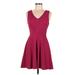 City Studio Cocktail Dress - Party V-Neck Sleeveless: Burgundy Solid Dresses - Women's Size Medium