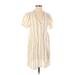 dRA Los Angeles Casual Dress - Mini V Neck Short sleeves: White Stripes Dresses - Women's Size X-Small