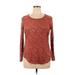 24/7 Maurices Long Sleeve Blouse: Burgundy Print Tops - Women's Size 14