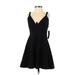 Lulus Casual Dress - A-Line Plunge Sleeveless: Black Print Dresses - New - Women's Size Small