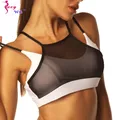 SEXYWG Sexy Breathable Mesh Sports Bra Top Women Padded High Impact Underwear Double Thin Shoulder