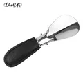 1PCS Portable Durable Stainless Steel Folding Shoehorn With Faux Leather Fashion Shoe Horns