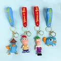 Disney Phineas und Ferb Cartoon Figuren Schlüssel bund niedlichen PVC Anime Modell Figuren Schlüssel