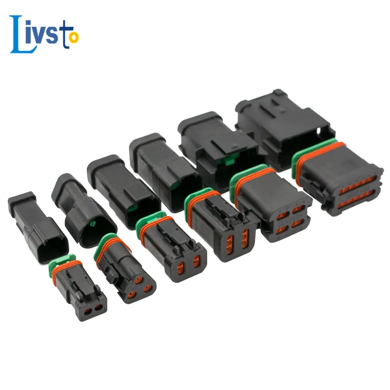Ein Satz DT Black Connector Kit Auto Connector Deutsch Series Connector DT04/DT06-2P 3P 4P 6P 8P 12P mit Anschluss und Stiften Image