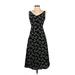 Ann Taylor Casual Dress - Midi V Neck Sleeveless: Black Dresses - Women's Size 6 Petite