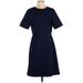 C. Wonder Casual Dress - A-Line: Blue Solid Dresses - Women's Size Medium