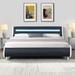 Faux Leather Upholstered Bed Frame led lighting Curve Queen Size Black