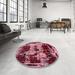 Ahgly Company Machine Washable Abstract Red Wine or Wine Red Area Rugs