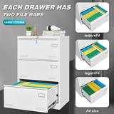 Vertical File Cabinet Anti-tipping File Storage Cabinet with Lock Three Drawers File Cabinet for Legal/Letter/A4/F4 Home Office White.