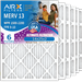 14x25x2 Air Filter MERV 13 Comparable to MPR 1500 - 2200 & FPR 9 Electrostatic Pleated Air Conditioner Filter 6 Pack HVAC AC Premium USA Made 14x25x2 Furnace Filters by AIRX FILTERS WICKED CLEAN AIR.
