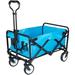 Collapsible Folding Wagon Cart With Wheels Picnic Camping Cart Garden Beach Shopping Cart Wagon Outdoor Utility Wagon With Adjustable Handle For Park Beach Garden (Blue)