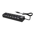 USB Hub Yabuy JDL-A7 HUB USB Hub 7 Port USB 2.0 Independent Switch Indicator High Speed Ultra Slim Splitter Hub with USB Cable for Desktop Notebook USB Scanner Digital Camera U Disk USB Keyboard and